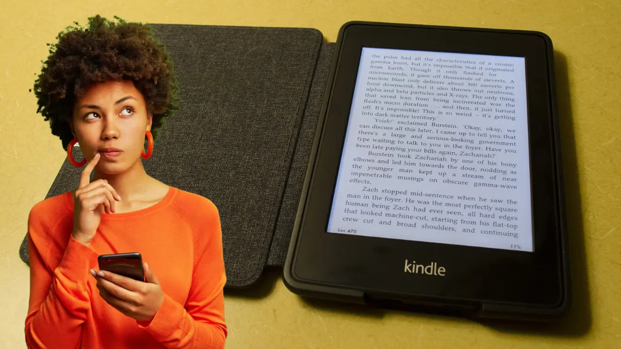 Kindle 2025. Foto garota com um kindle