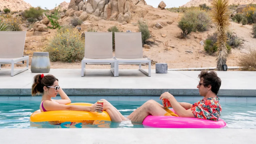 Andy Samberg e Cristin Milioti em "Palm Springs" (Hulu)